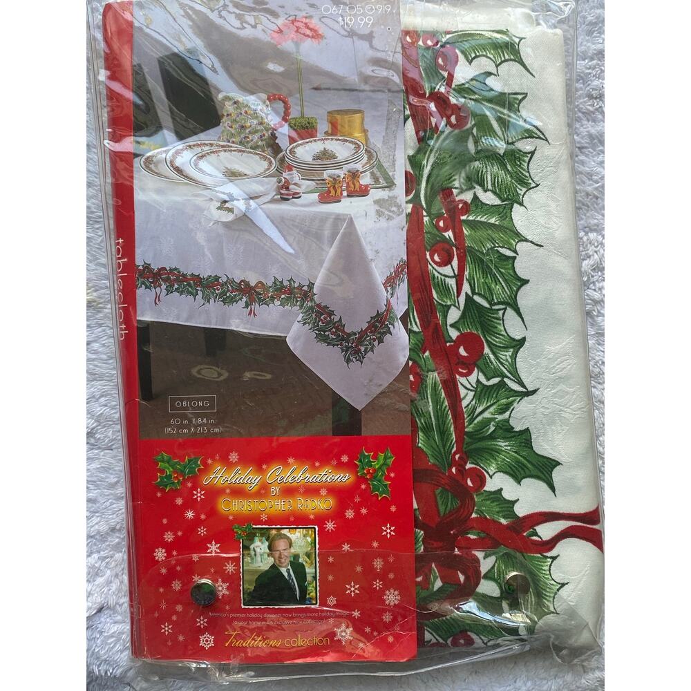 Christopher Radko "Holiday Celebrations" tablecloth collection Christmas new